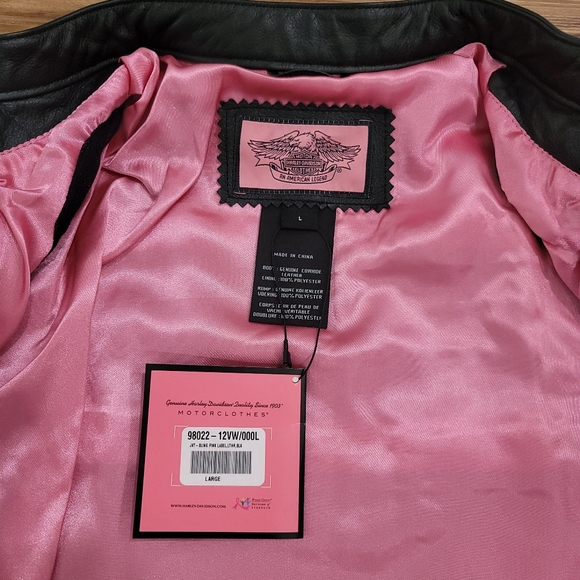 NWT Harley-Davidson Bling Pink Label Leather Jacket Size: Large - Picture 6 of 7